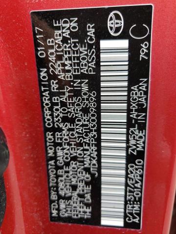 JTDKARFP3H3009896 - 2017 TOYOTA PRIUS PRIM 红色 照片 10