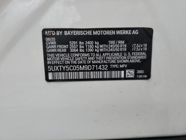 5UXTY5C05M9D71432 - 2021 BMW X3 XDRIVE3 WHITE photo 10