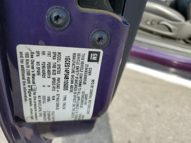 1GCES14P34B109205 - 2004 CHEVROLET SSR 紫色 照片 10