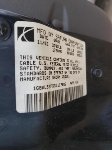 1G8AL52FX3Z117086 - 2003 SATURN ION LEVEL SILVER photo 10