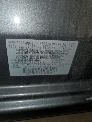 3N1CN8EV2ML862889 - 2021 NISSAN VERSA SV GRAY photo 10