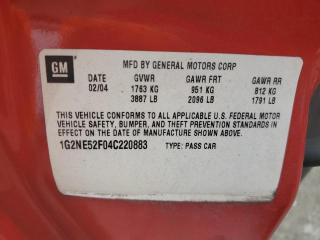 1G2NE52F04C220883 - 2004 PONTIAC GRAND AM S RED photo 10