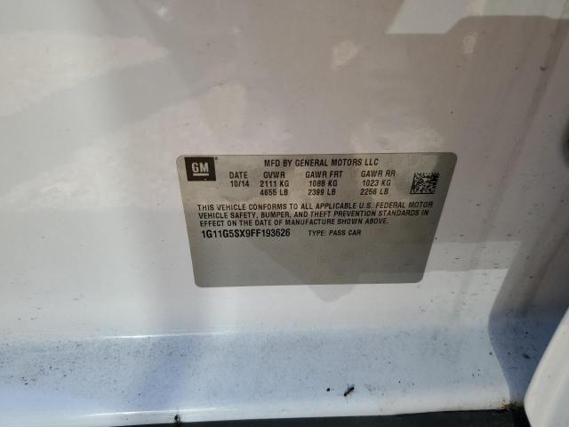 1G11G5SX9FF193626 - 2015 CHEVROLET MALIBU LTZ თეთრი ფოტო 10