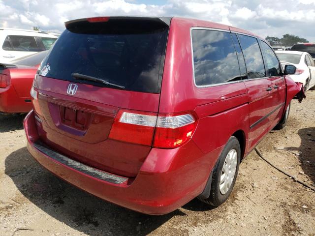 5FNRL38246B076210 - 2006 HONDA ODYSSEY LX RED photo 4