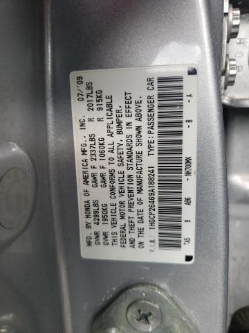 1HGCP26469A188241 - 2009 HONDA ACCORD LXP SILVER photo 10