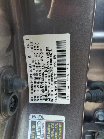 5J6RM4H74FL102777 - 2015 HONDA CR-V EXL GRAY photo 10