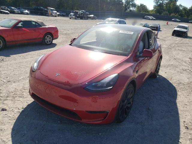 7SAYGDEF7NF441879 - 2022 TESLA MODEL Y Красный фото 2