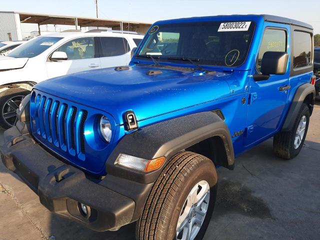1C4GJXAN0MW790739 - 2021 JEEP WRANGLER S BLUE photo 2