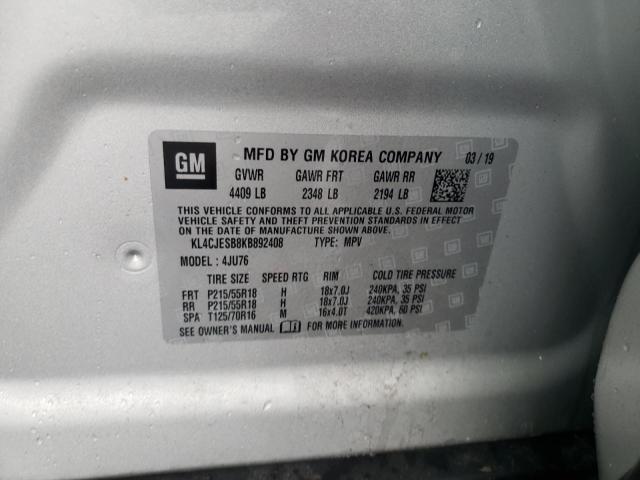 KL4CJESB8KB892408 - 2019 BUICK ENCORE PREFERRED  фото 10