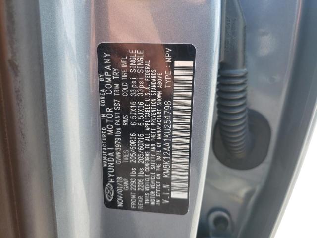 KM8K12AA1KU254798 - 2019 HYUNDAI KONA SE BLUE photo 10