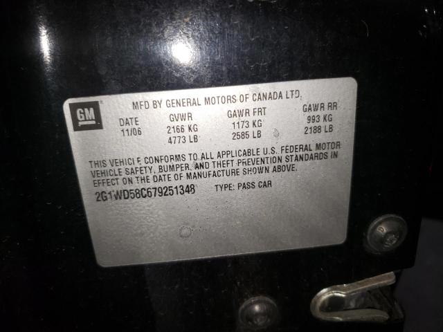 2G1WD58C679251348 - 2007 CHEVROLET IMPALA SUP Қара фото 10