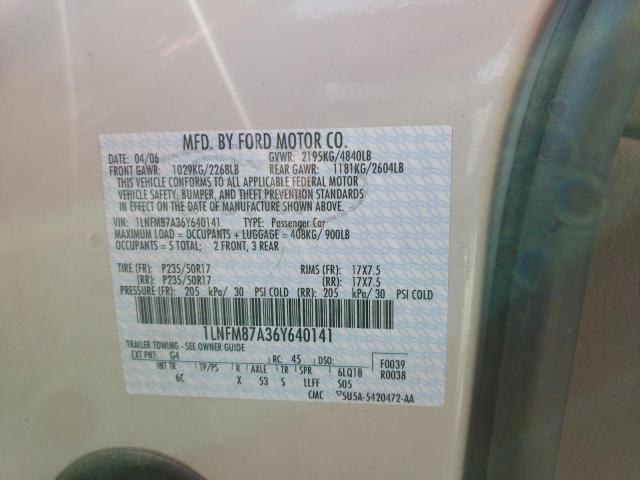 1LNFM87A36Y640141 - 2006 LINCOLN LS 白色 照片 10