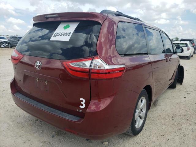 5TDKZ3DC4HS887177 - 2017 TOYOTA SIENNA LE RED photo 4