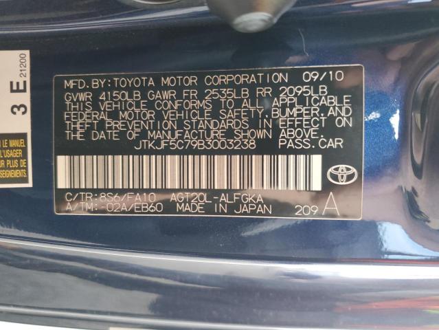 JTKJF5C79B3003238 - 2011 TOYOTA SCION TC Bleu photo 10