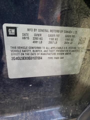 2G4GL5EX0G9107084 - 2016 BUICK REGAL BLUE photo 10