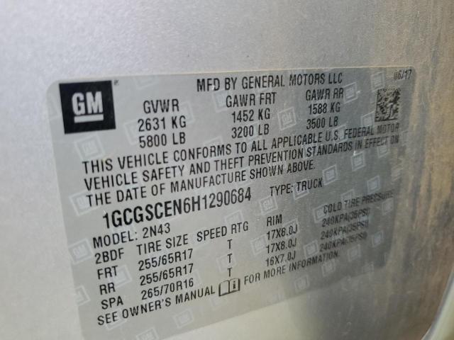 1GCGSCEN6H1290684 - 2017 CHEVROLET COLORADO L GRAY photo 10