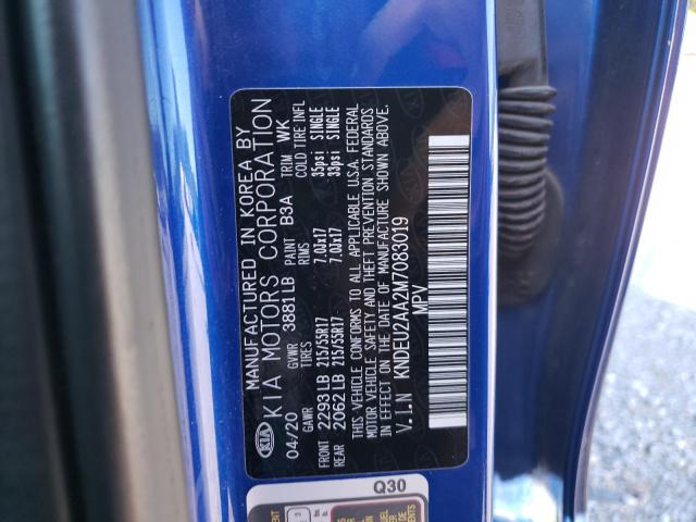 KNDEU2AA2M7083019 - 2021 KIA SELTOS S BLUE photo 10