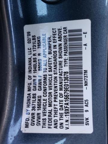 19XFA16679E013678 - 2009 HONDA CIVIC LX-S Сұр фото 10