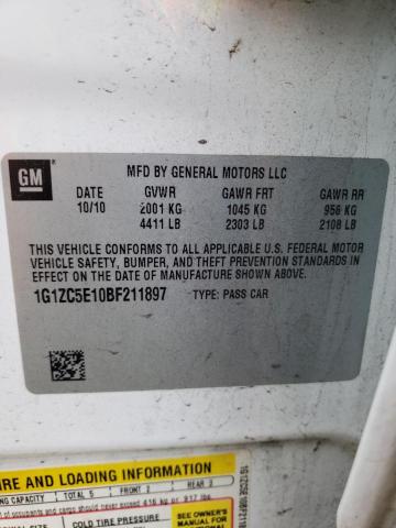 1G1ZC5E10BF211897 - 2011 CHEVROLET MALIBU 1LT 白色 照片 10