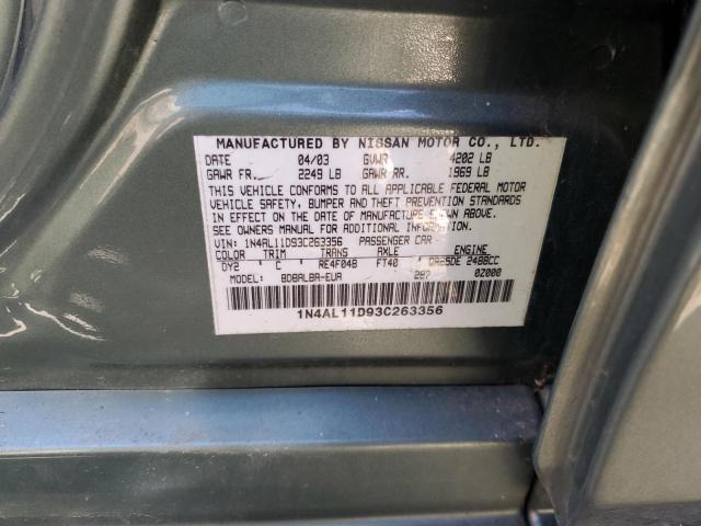 1N4AL11D93C263356 - 2003 NISSAN ALTIMA BAS GREEN photo 10