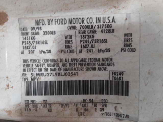 5LMRU27L9XLJ03541 - 1999 LINCOLN NAVIGATOR თეთრი ფოტო 10