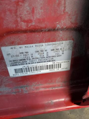 JM1BK12F261415317 - 2006 MAZDA 3 I RED photo 10