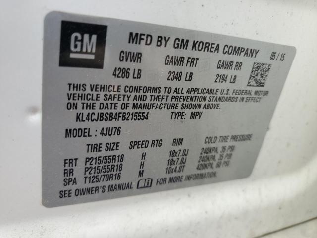 KL4CJBSB4FB215554 - 2015 BUICK ENCORE CONVENIENCE  photo 10