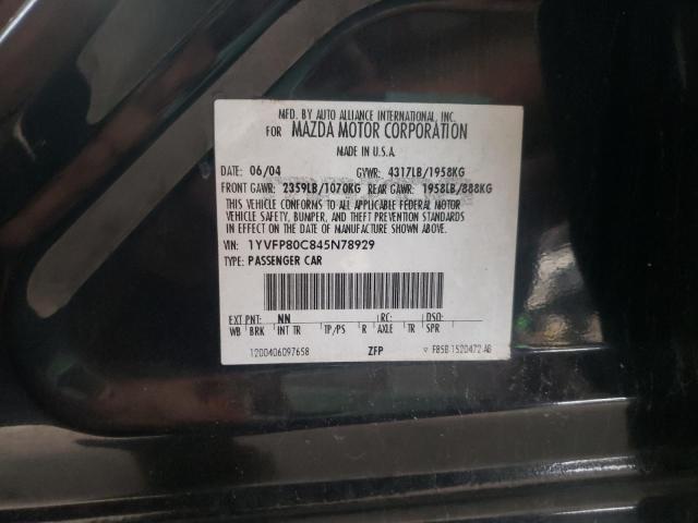 1YVFP80C845N78929 - 2004 MAZDA 6 I BLACK photo 10