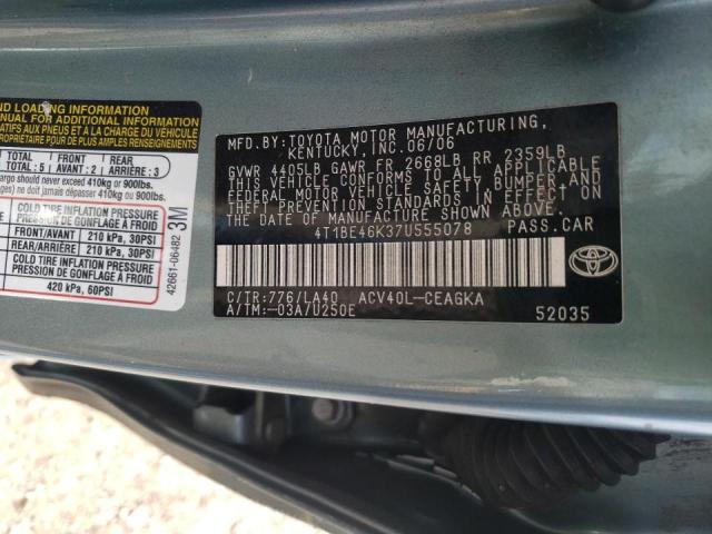 4T1BE46K37U555078 - 2007 TOYOTA CAMRY CE BLUE photo 10