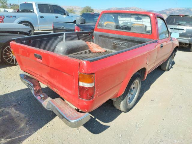 JT4RN81A0M0066231 - 1991 TOYOTA PICKUP 1/2 RED photo 4