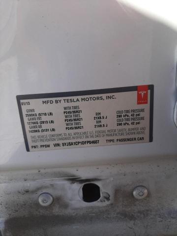 5YJSA1CP1DFP04607 - 2013 TESLA MODEL S Սպիտակ լուսանկար 10