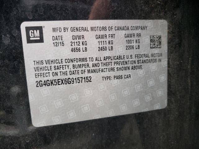 2G4GK5EX6G9157152 - 2016 BUICK REGAL BLACK photo 10