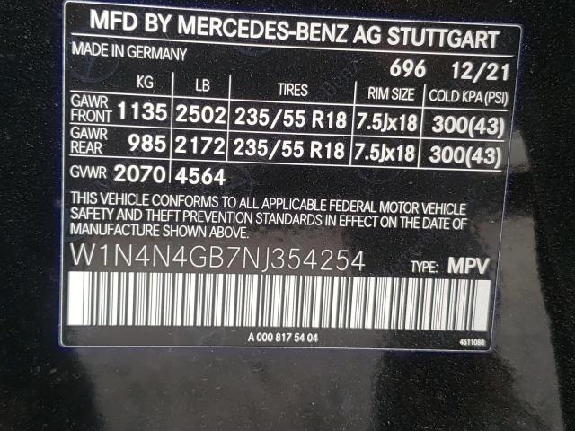 W1N4N4GB7NJ354254 - 2022 MERCEDES-BENZ GLA 250 BLACK photo 10