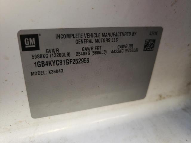 1GB4KYC81GF252959 - 2016 CHEVROLET 3500 WHITE photo 10