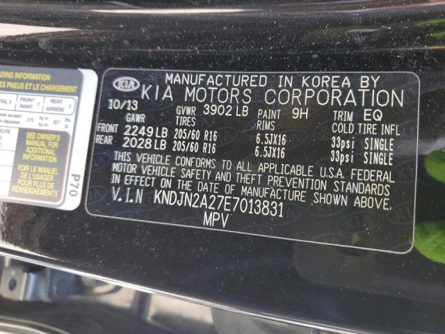 KNDJN2A27E7013831 - 2014 KIA SOUL BLACK photo 10