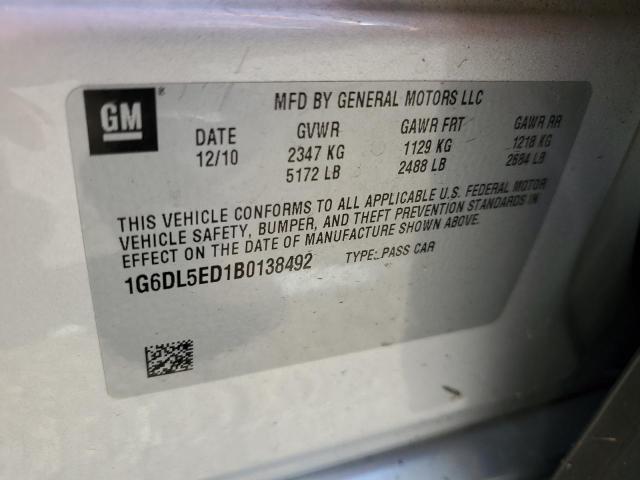 1G6DL5ED1B0138492 - 2011 CADILLAC CTS PERFOR ვერცხლისფერი ფოტო 10