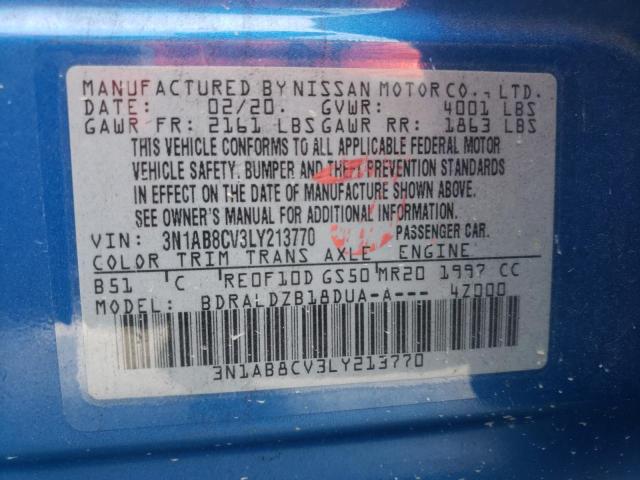 3N1AB8CV3LY213770 - 2020 NISSAN SENTRA SV BLUE photo 10