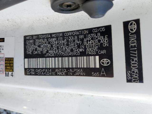 JTKDE177750045903 - 2005 TOYOTA SCION TC 白色 照片 10