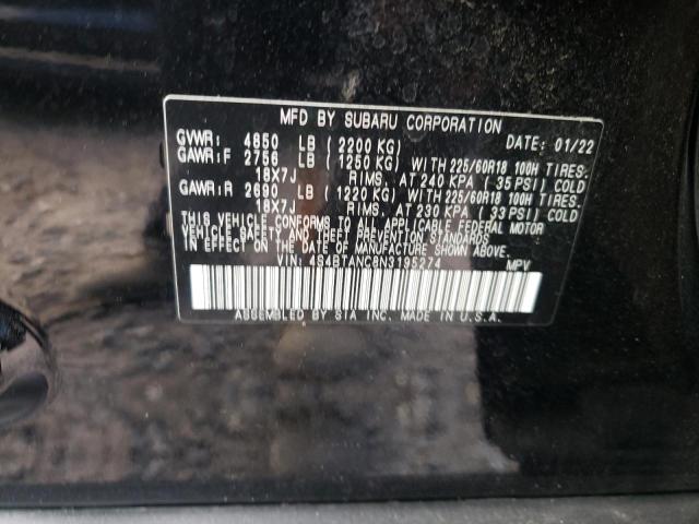 4S4BTANC8N3195274 - 2022 SUBARU OUTBACK LI BLACK photo 10