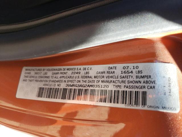 3VWRG3AG2AM035120 - 2010 VOLKSWAGEN NEW BEETLE 橙色 照片 10