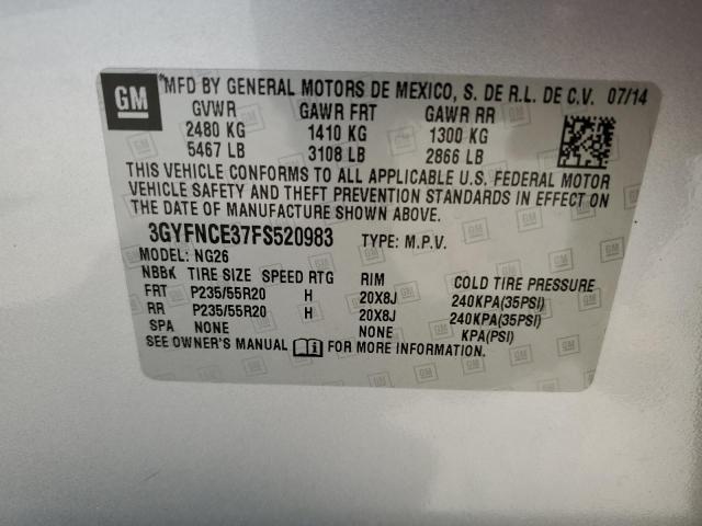 3GYFNCE37FS520983 - 2015 CADILLAC SRX PERFOR 银色 照片 10