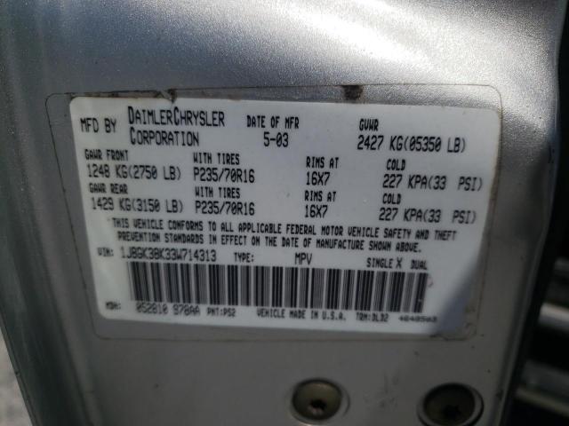 1J8GK38K33W714313 - 2003 JEEP LIBERTY RE SILVER photo 10