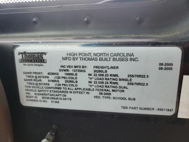 4UZABRDTXACAP7139 - 2010 FREIGHTLINER CHASSIS B2 黄色 照片 10