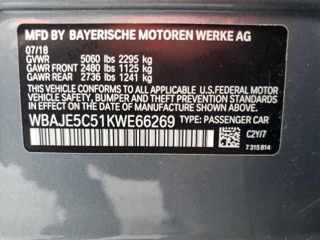 WBAJE5C51KWE66269 - 2019 BMW 540 I Сріблястий фото 10