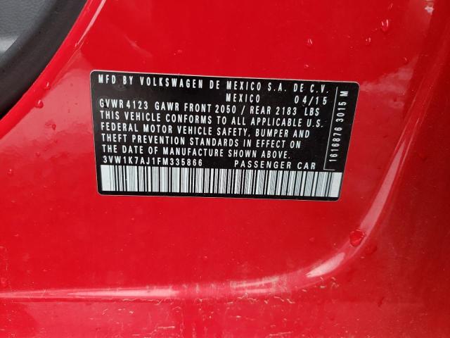 3VW1K7AJ1FM335866 - 2015 VOLKSWAGEN JETTA BASE 红色 照片 10