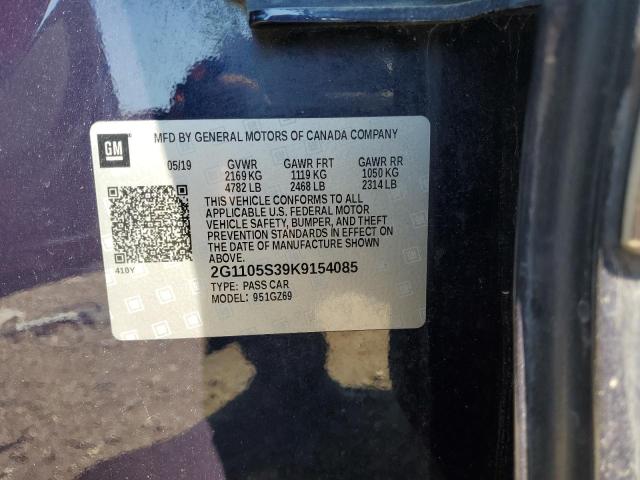 2G1105S39K9154085 - 2019 CHEVROLET IMPALA PRE შავი ფოტო 10