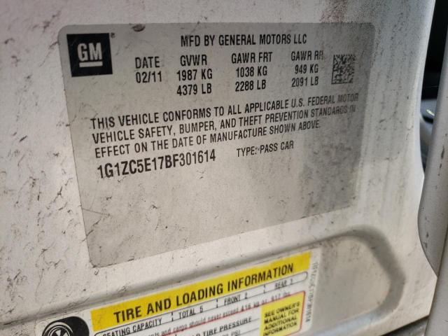 1G1ZC5E17BF301614 - 2011 CHEVROLET MALIBU 1LT 银色 照片 10