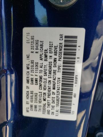 19UUB2F52FA017204 - 2015 ACURA TLX TECH BLUE photo 10