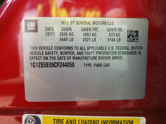 1G1ZE5E09CF244058 - 2012 CHEVROLET MALIBU LTZ წითელი ფოტო 10