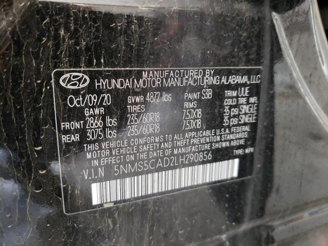 5NMS5CAD2LH290856 - 2020 HYUNDAI SANTA FE L BLACK photo 10